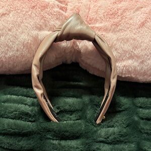 Adorned Leather Knotted Headband - icy pink